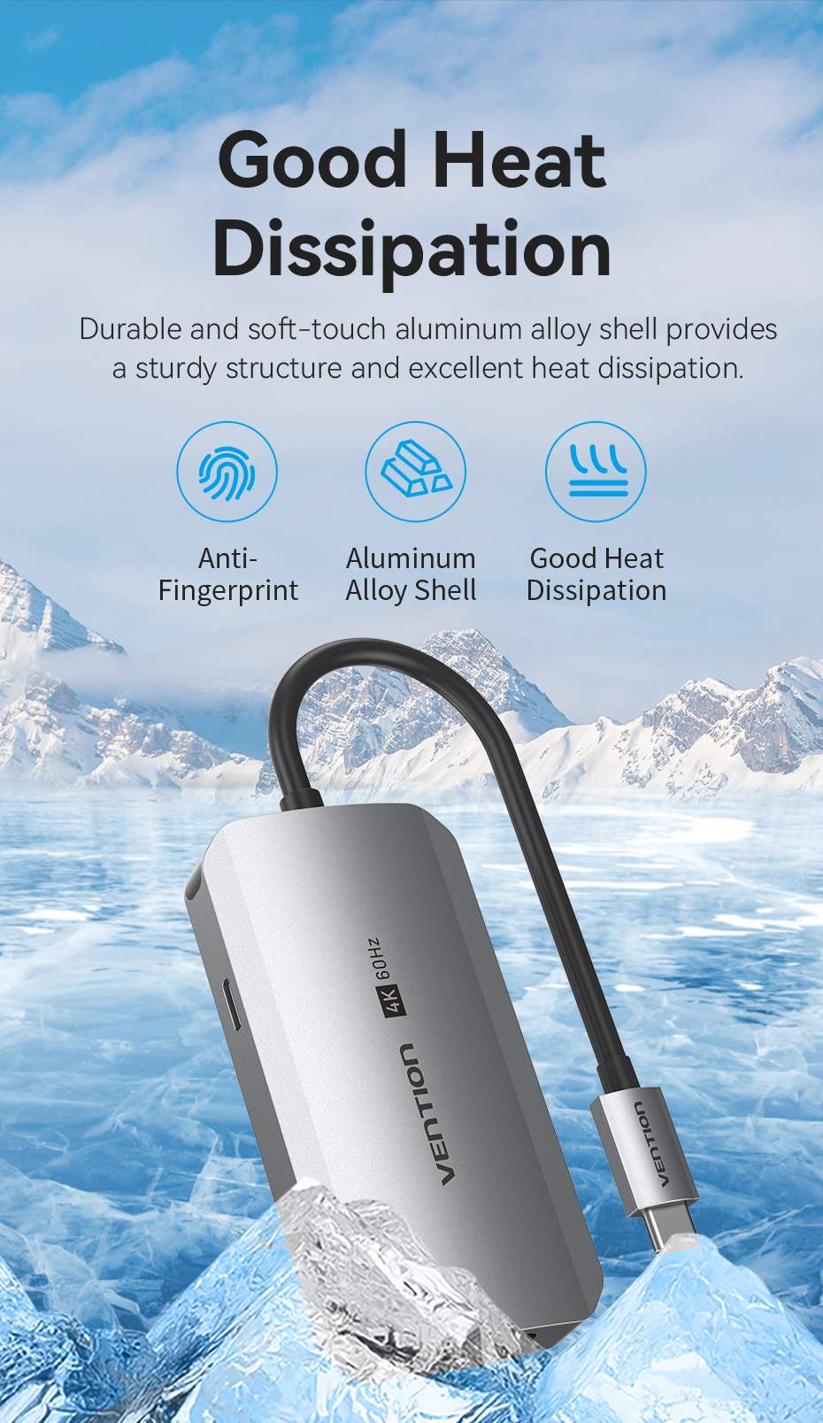 USB-C to HDMI/VGA/USB 3.0/PD Docking Station 0.15M Gray Aluminum Alloy Type