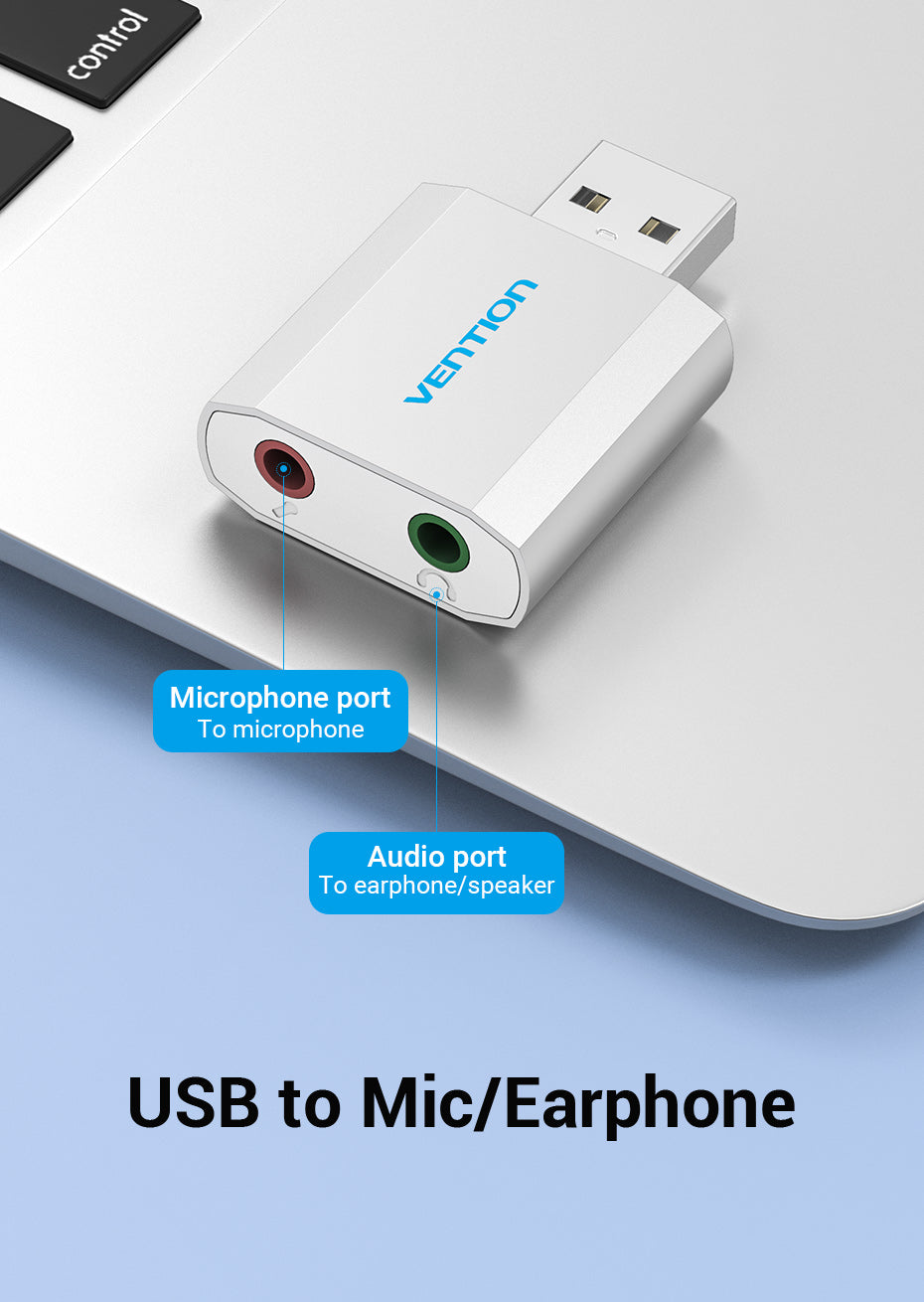 USB External Sound Card Silvery Metal Type