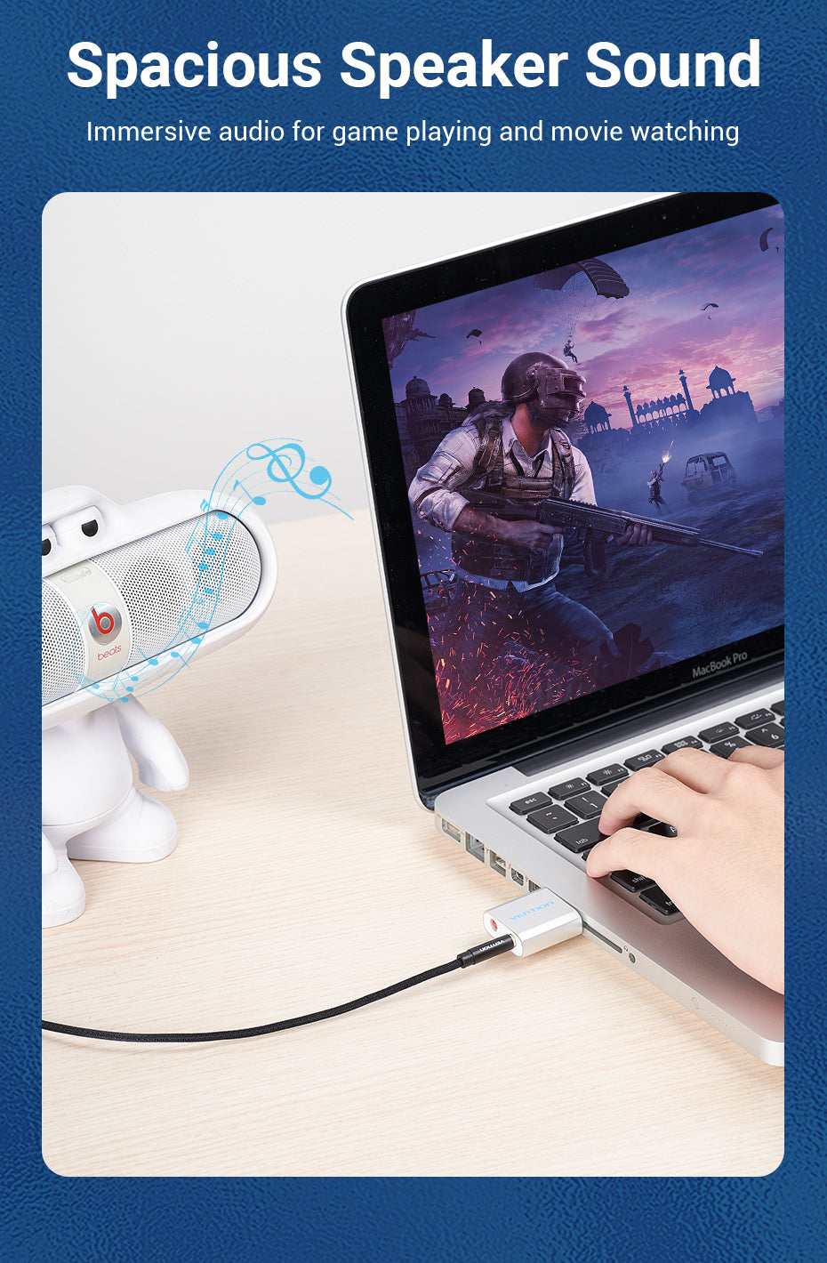 USB External Sound Card Silvery Metal Type