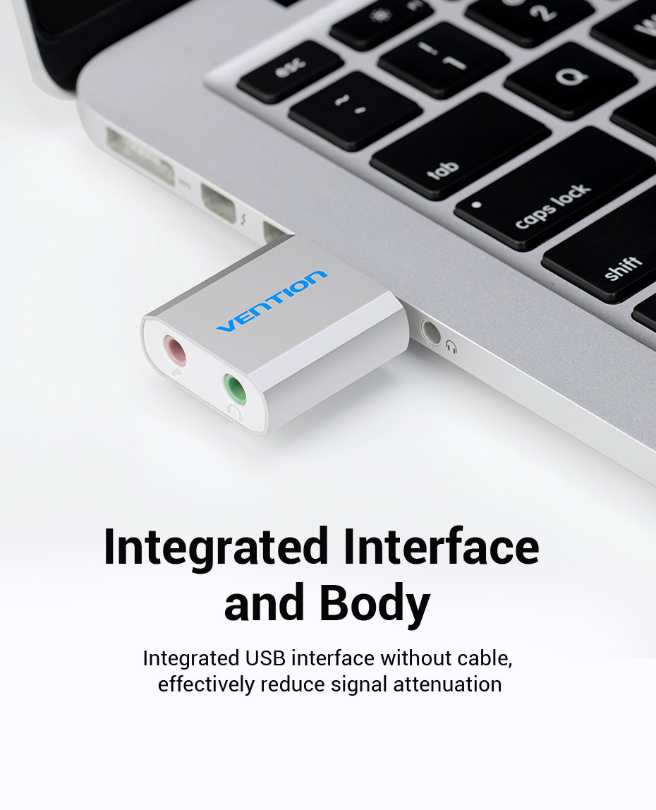 USB External Sound Card Silvery Metal Type