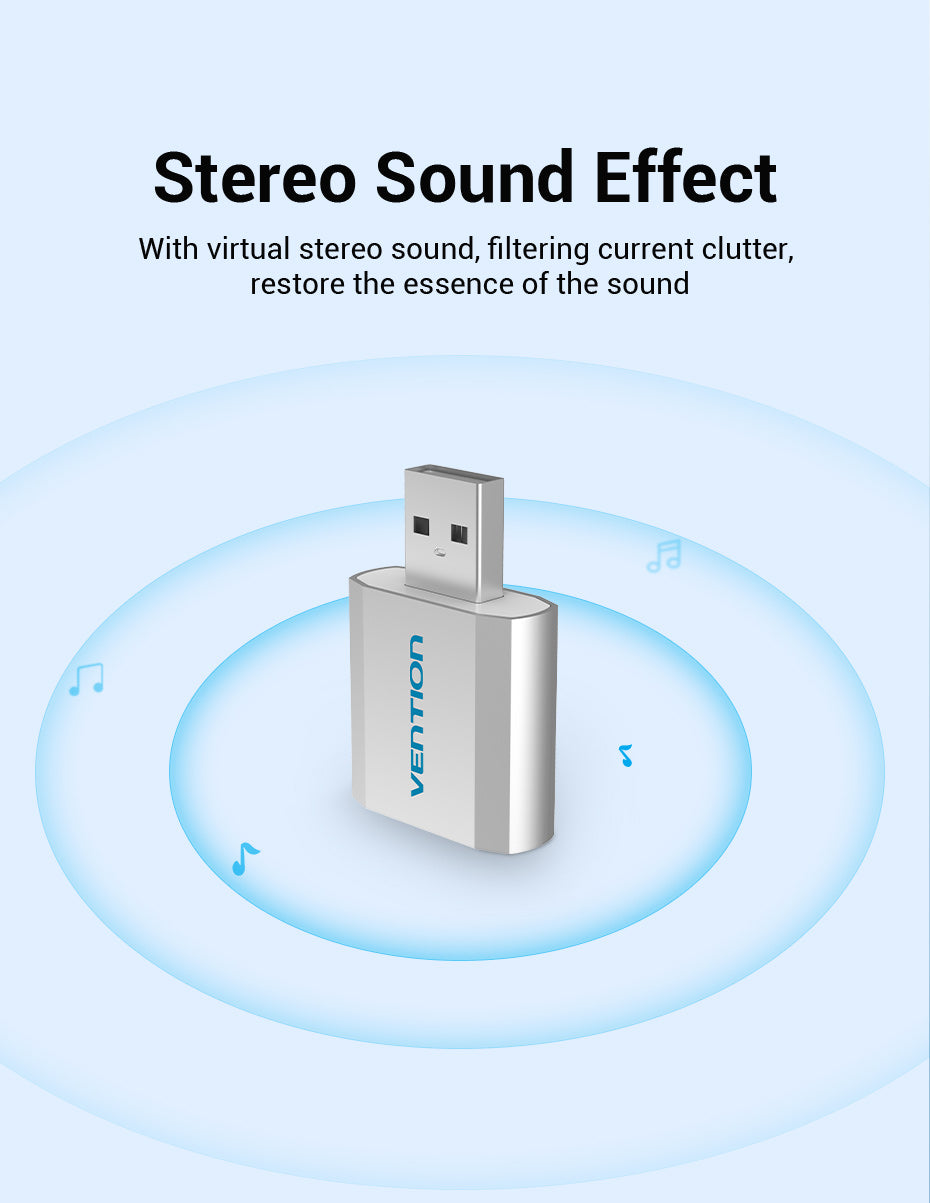USB External Sound Card Silvery Metal Type