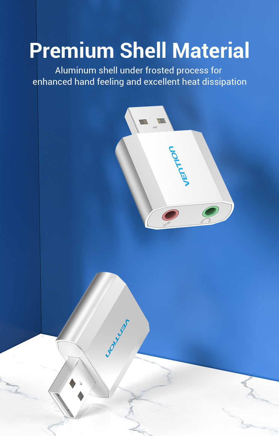 USB External Sound Card Silvery Metal Type