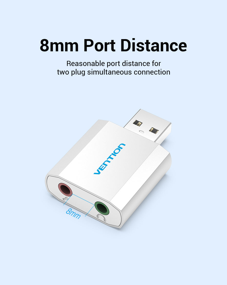 USB External Sound Card Silvery Metal Type