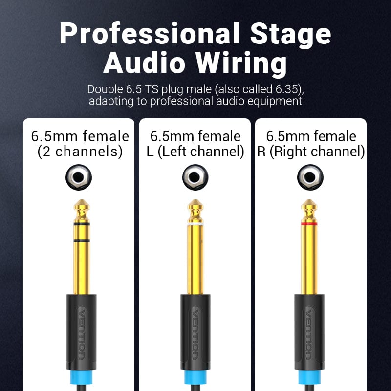 6.5mm to Double 6.5mm Audio Cable Male to Male Aux Cable for Mixer Speaker Amplifier 6.5 to 6.5 TRS Cable Audio