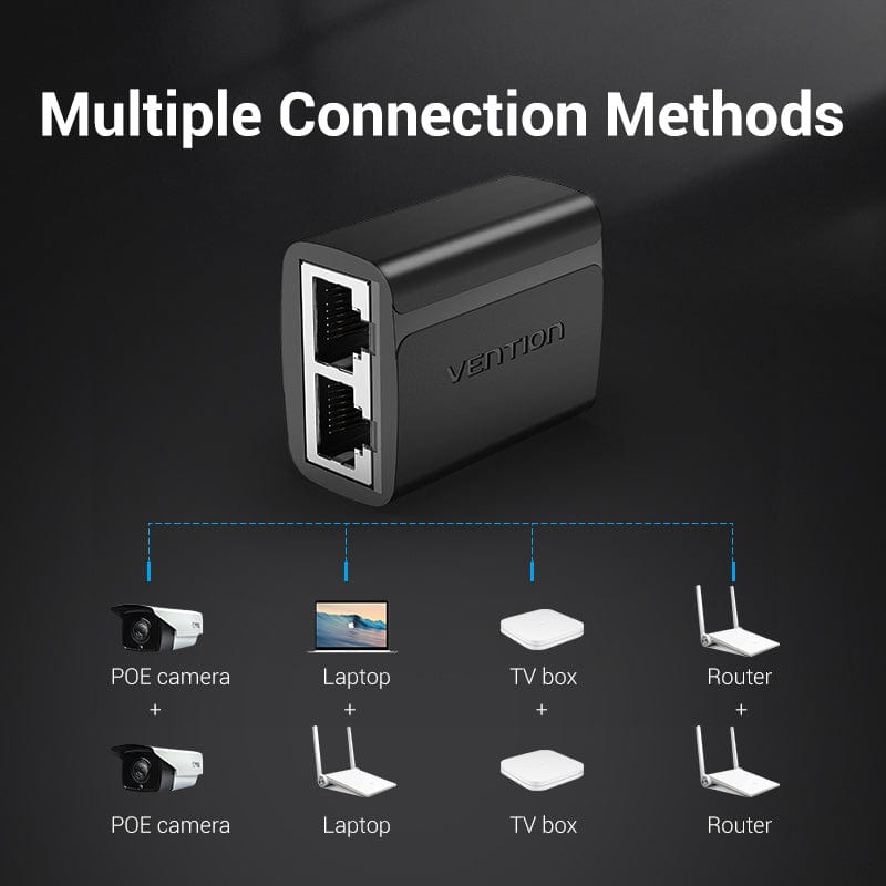 RJ45 Splitter Connector Adapter 1 to 2 Ways Ethernet Splitter Coupler Contact Modular Plug Connect Laptop Ethernet Cable