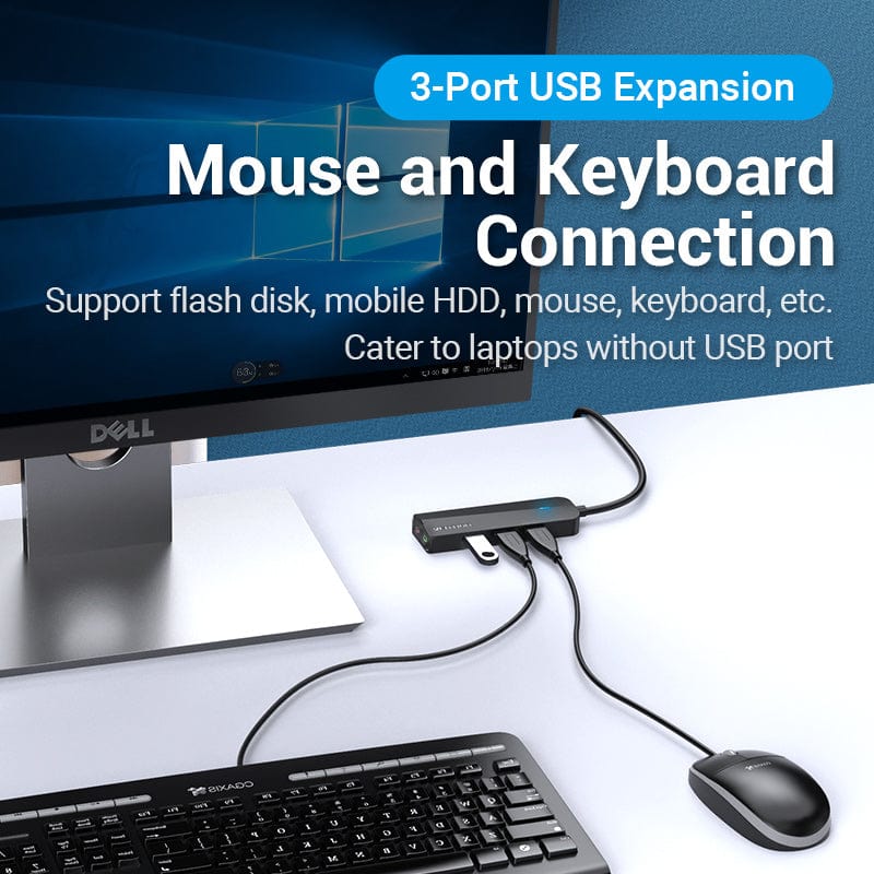 USB 3.0 Hub 3 Ports USB Sound Card 2 in 1 External Stereo Audio Adapter 3.5mm with Headphone Microphone USB Sound Card