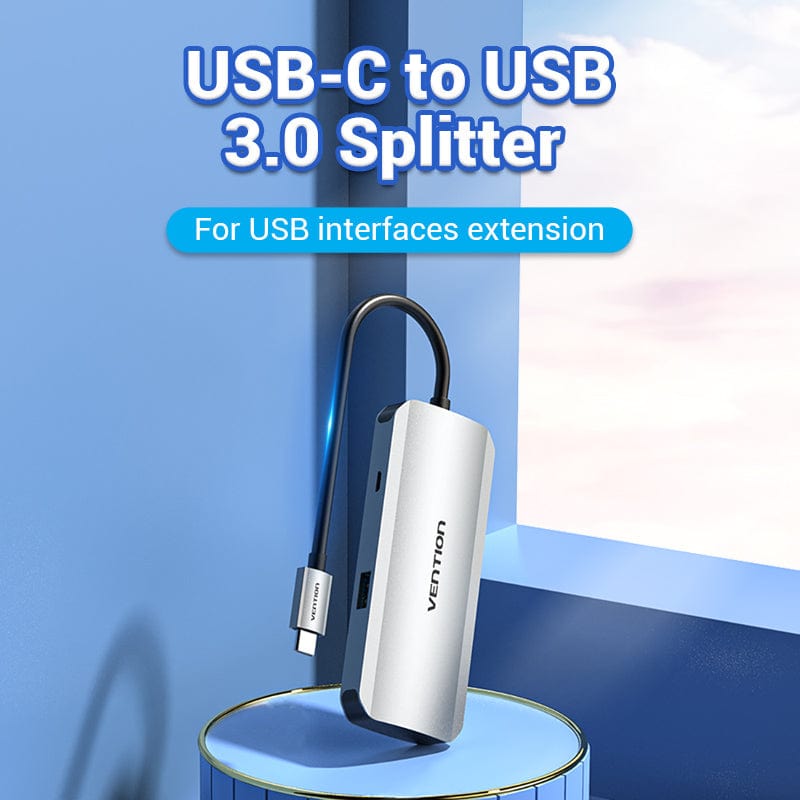 USB-C to USB 3.0x4/Micro-B Hub 0.15M Gray Aluminum Alloy Type