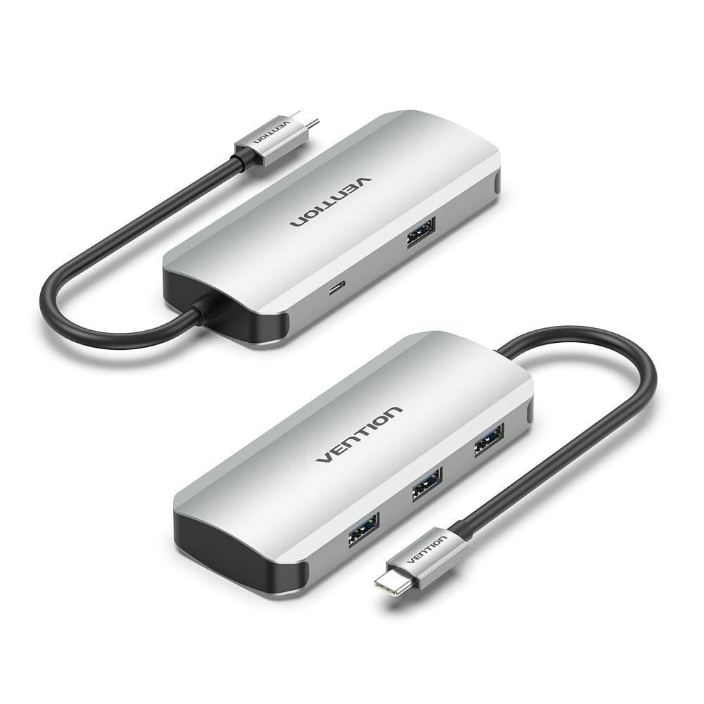 USB-C to USB 3.0x4/Micro-B Hub 0.15M Gray Aluminum Alloy Type