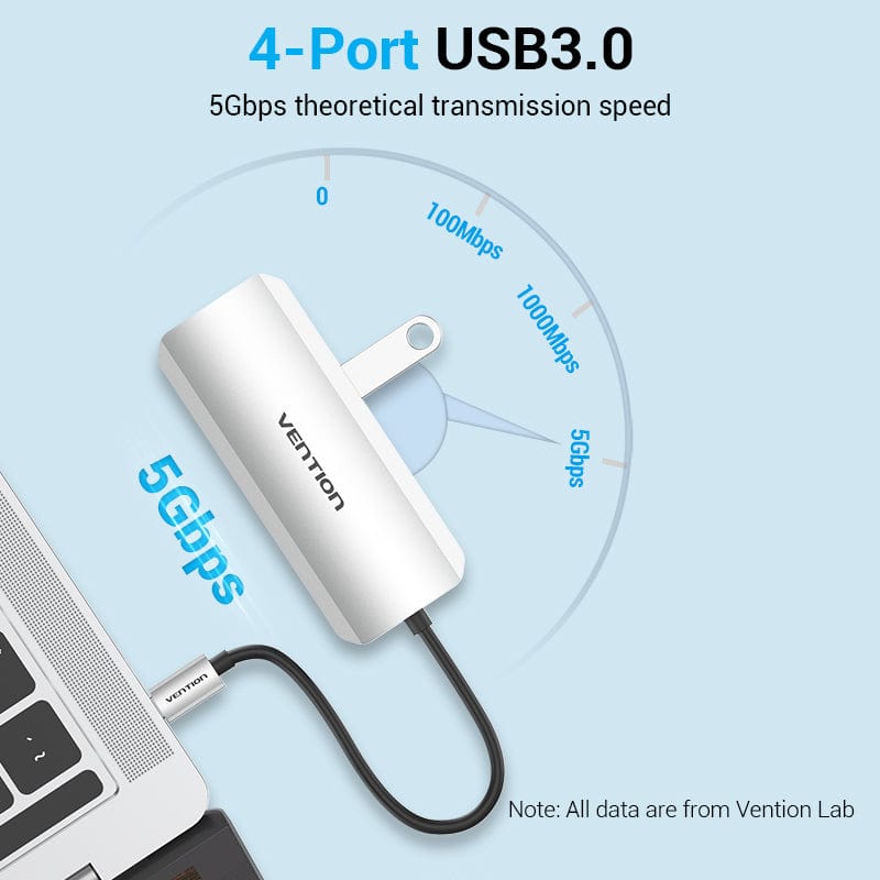 USB-C to USB 3.0x4/Micro-B Hub 0.15M Gray Aluminum Alloy Type