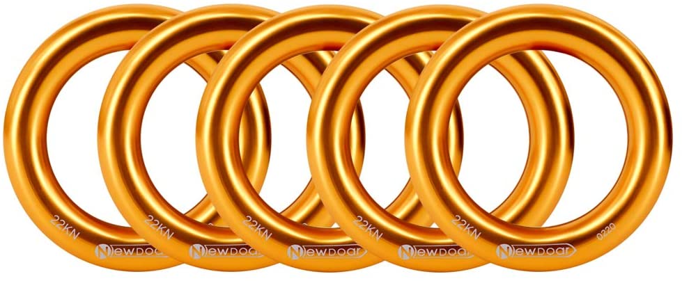 NewDoar Rappel Ring 25kN Gold Large O-Ring Rope Connector for Rock Climbing Arborist