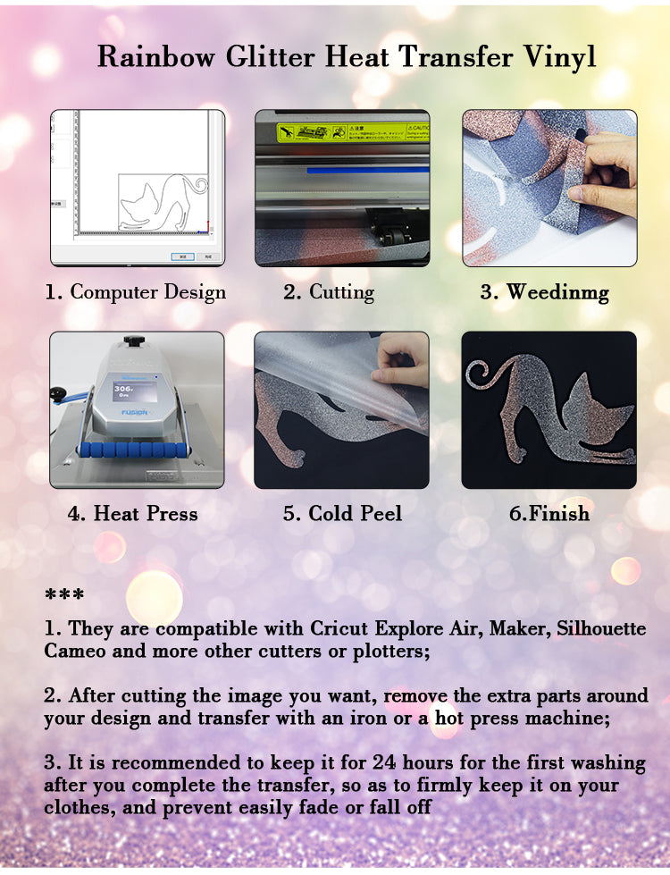 Rainbow Glitter Heat Transfer Vinyl