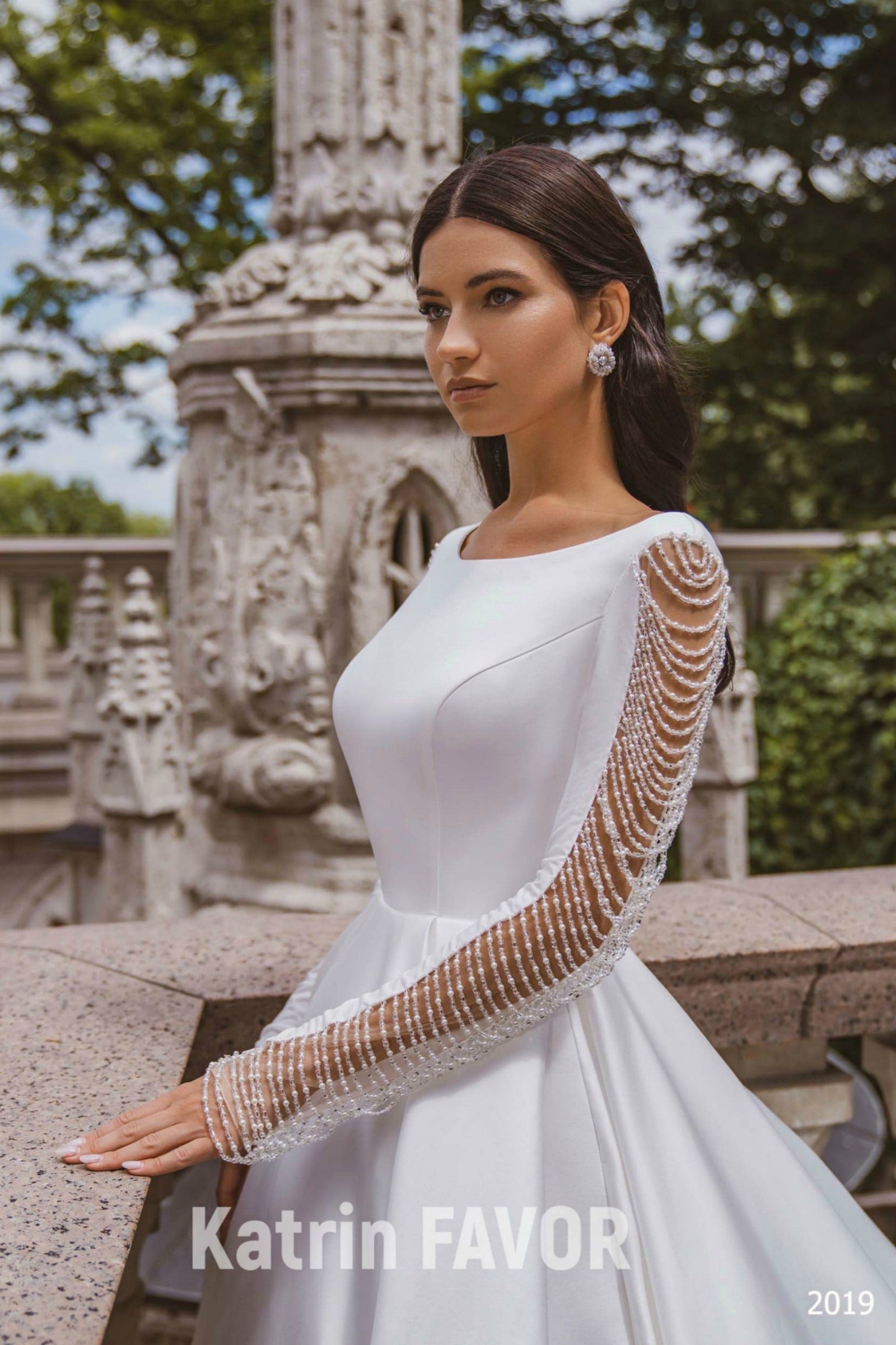 Long sleeve modest wedding dress