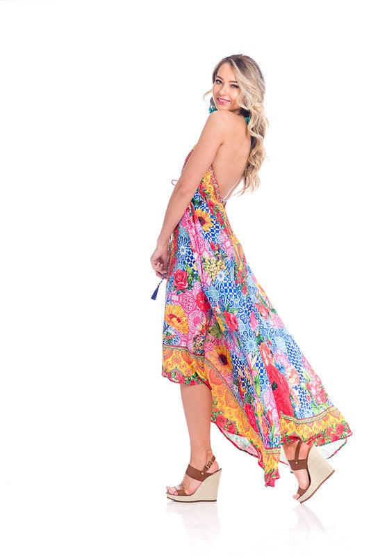 Floral Hawaiian Dress  One Size Fits All