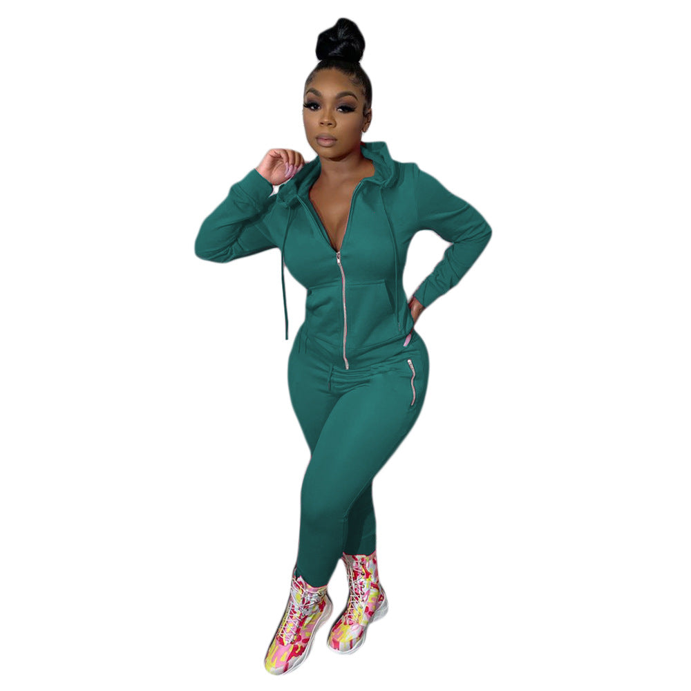 Roupas Feminina Clothing Vendors Hoodies Logo Printing Zipper Two Piece Pants Sets Joggers Women 2021 Autumn Clothes For Women