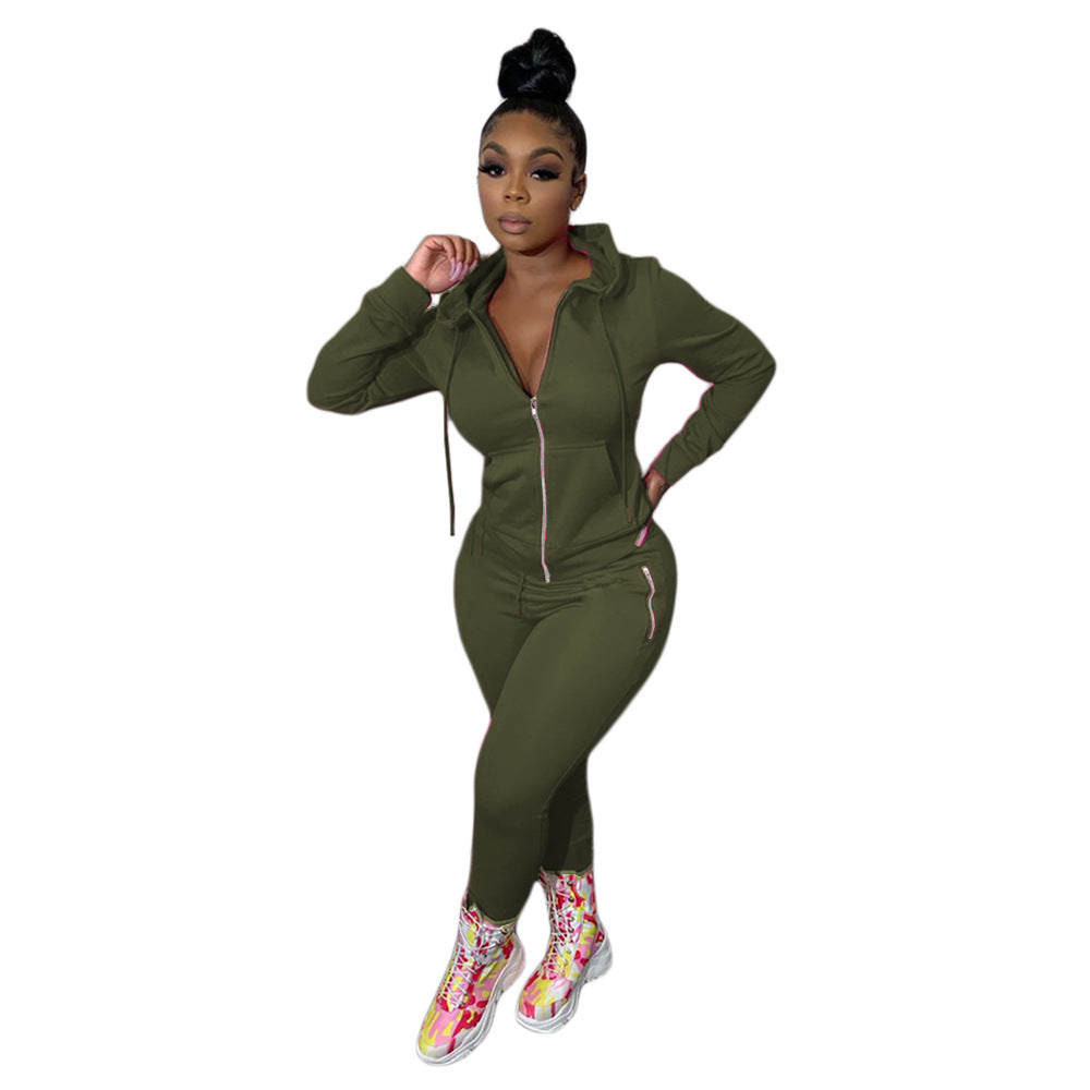 Roupas Feminina Clothing Vendors Hoodies Logo Printing Zipper Two Piece Pants Sets Joggers Women 2021 Autumn Clothes For Women