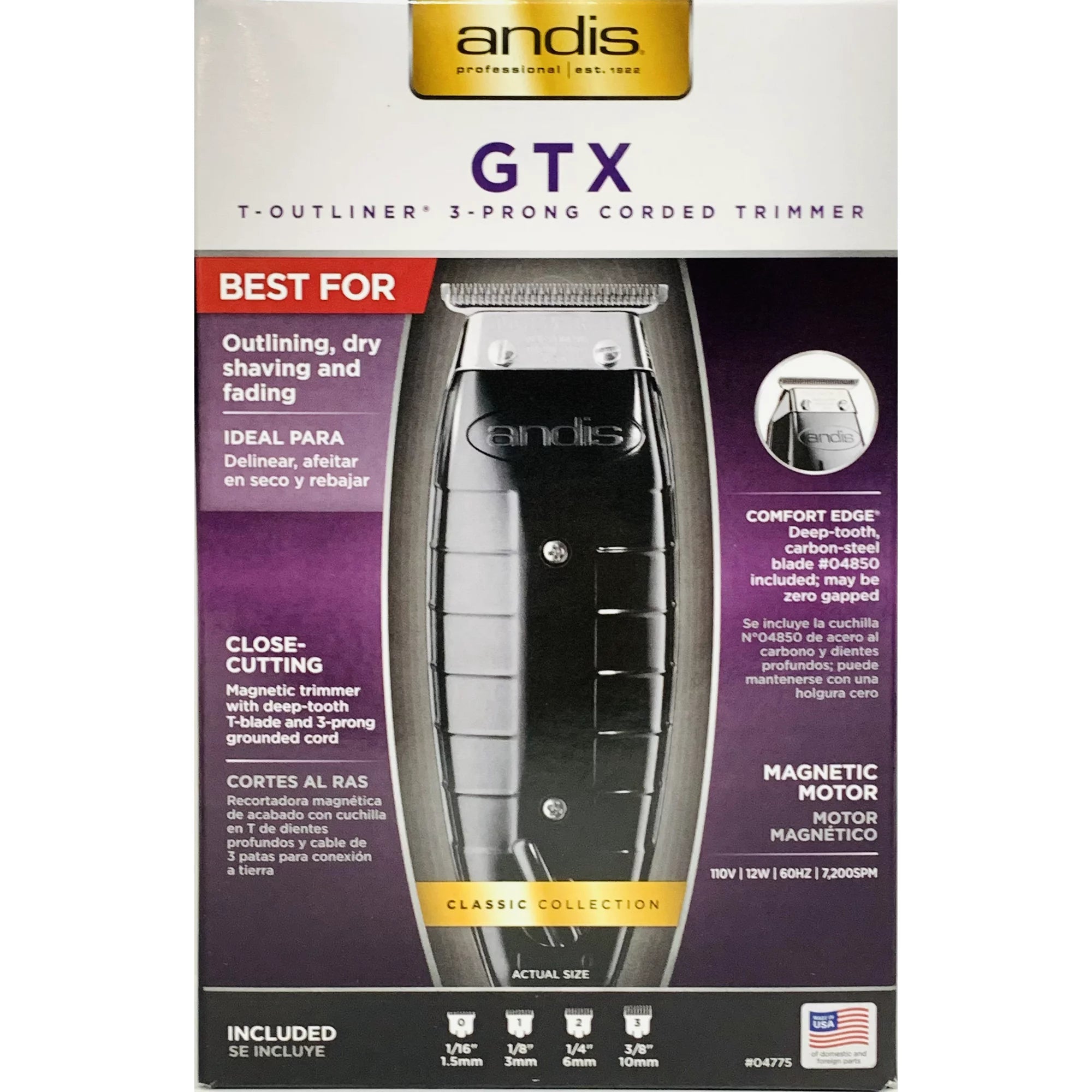 ANDIS GTX T-OUTLINER - 3 PRONG CORDED TRIMMER (#04775)