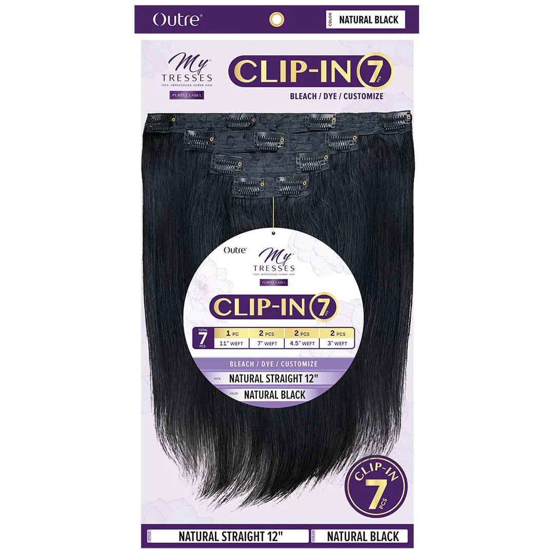 OUTRE MY TRESSES 100%UNPROCESSED HUMAN HAIR -CLIP-IN 7PCS- NATURAL STRAIGHT