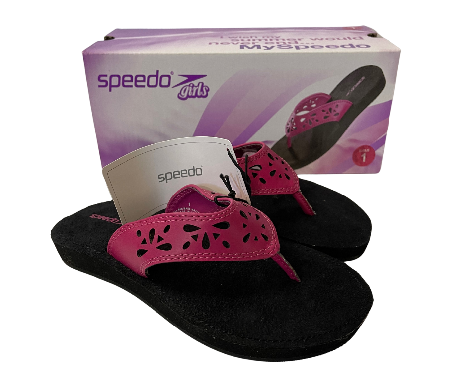 Girls Speedo Memory Foam Hot Pink & Black Flip Flops