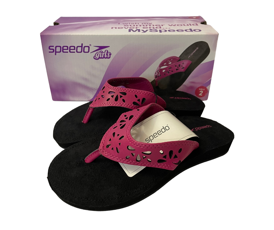 Girls Speedo Memory Foam Hot Pink & Black Flip Flops