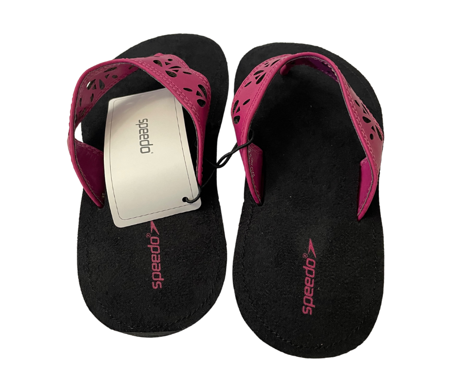 Girls Speedo Memory Foam Hot Pink & Black Flip Flops