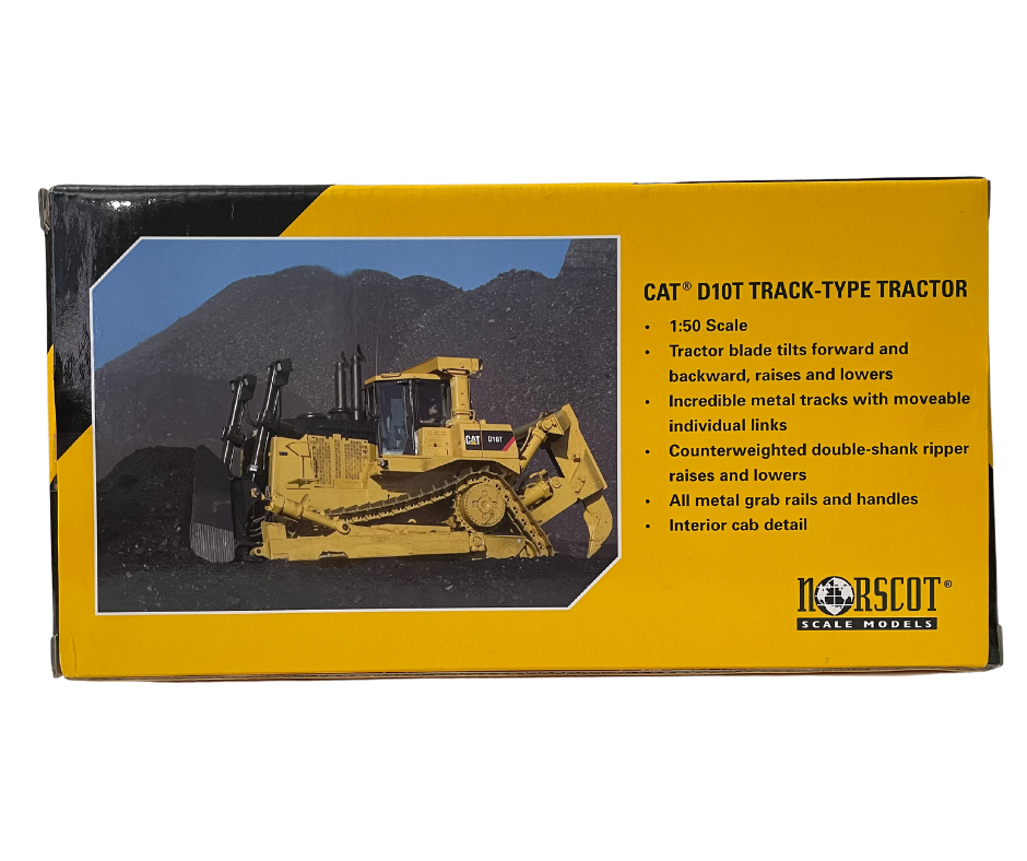 Norscot CAT D10T Track-Type Tractor With Metal Tracks and Railings, 1:50