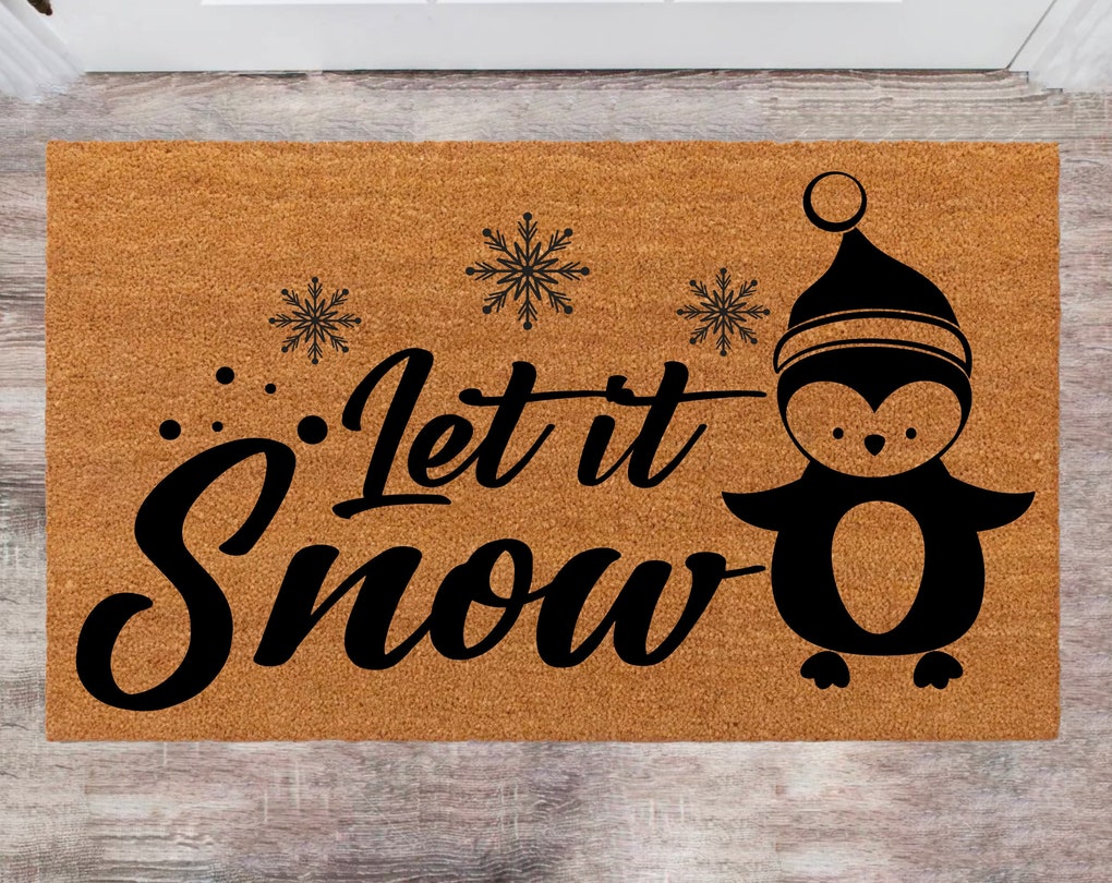 Chillever- Let It Snow, Custom Cute Doormat, Family Name Rug, New Year Gift  Anniversary Gift, Monogram Rug, Porch Decor