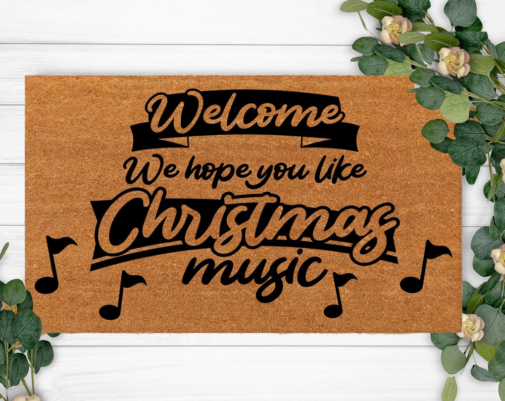 Welcome We Hope You Like Christmas Music-Hello Doormats-Last Name Rug-Wedding-Carpet-Monogram-Logo mat-Christmas Custom