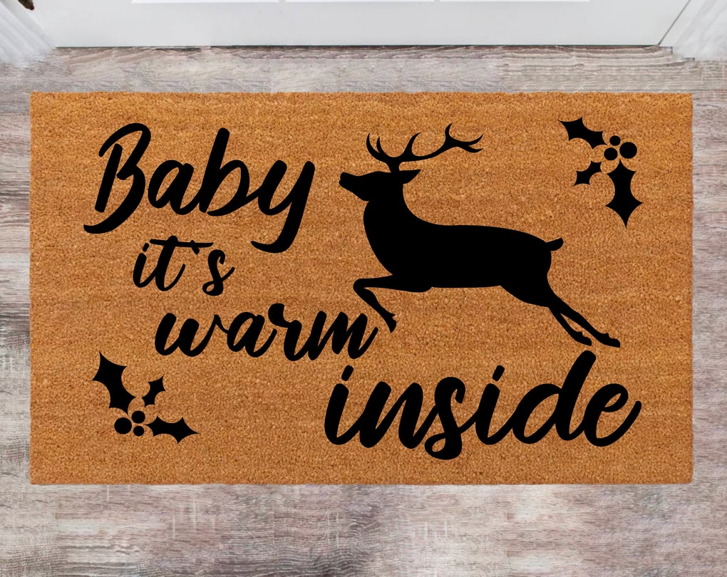 Chillever- Baby its Warm Inside Funny Front Doormat, New Home Owner, Last Name Rug, Present For Her & Him, Porch Decor