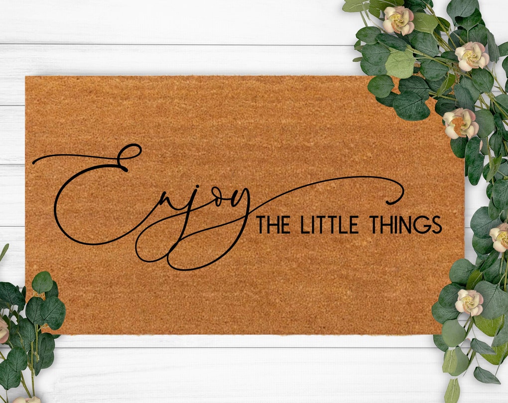 Enjoy The Little Things-Home Doormat-Family Name Doormat-Housewarming Gift-Custom Doormat-Funny Welcome