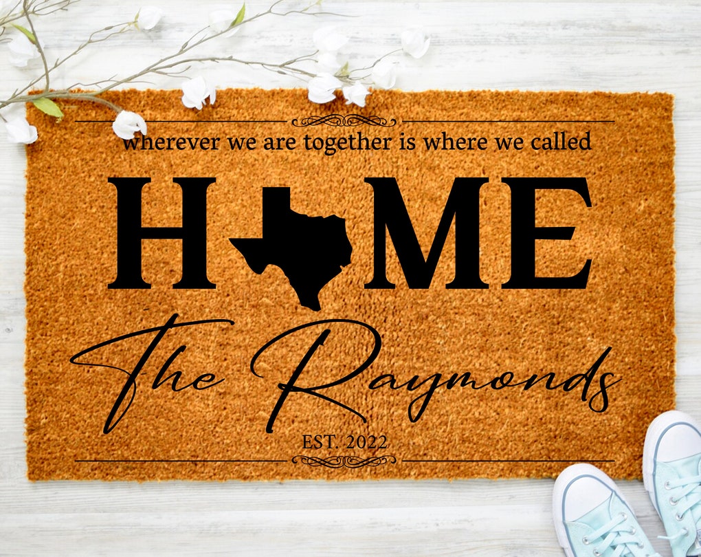 Personalized State Welcome Door Mat, Home Personalized Mat, Custom Doormat, Housewarming Gift, Outdoor Decor