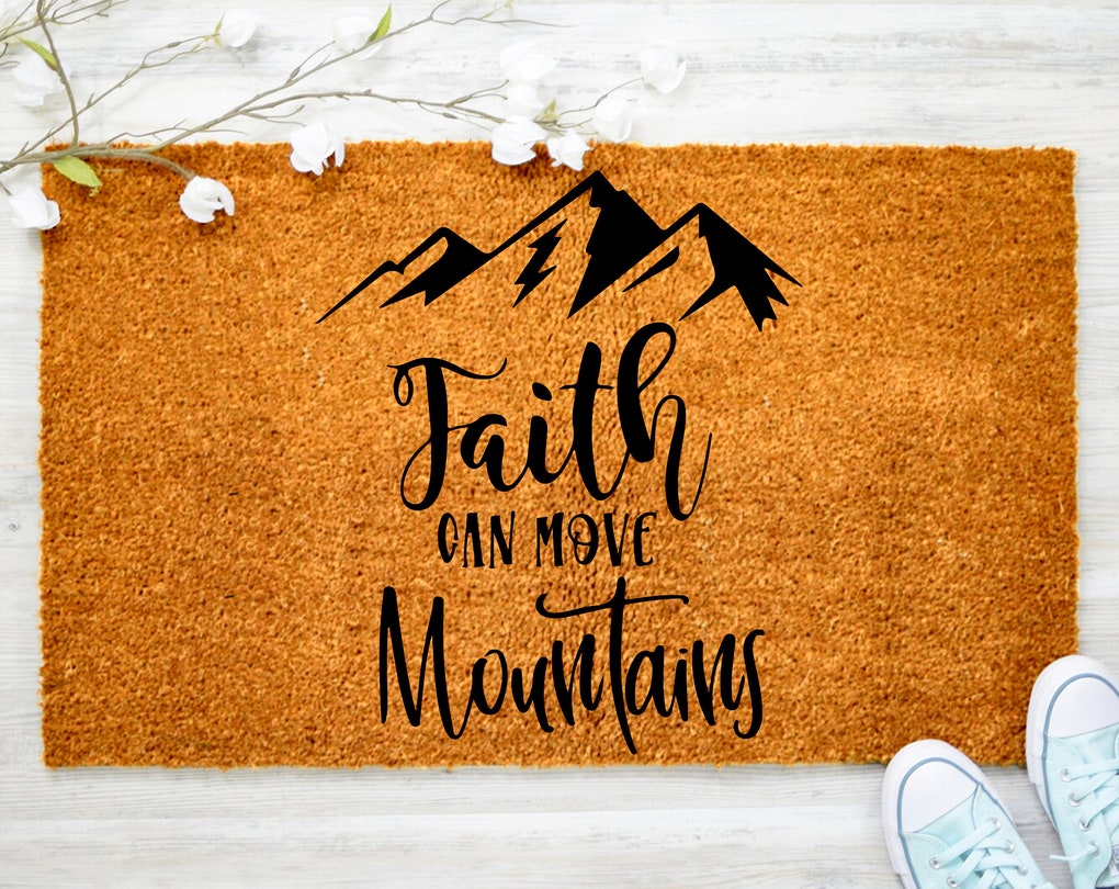Chillever- Faith Move and Mountain  Doormat, Christ Bible Jesus Decorating Doormat, Jesus Doormat