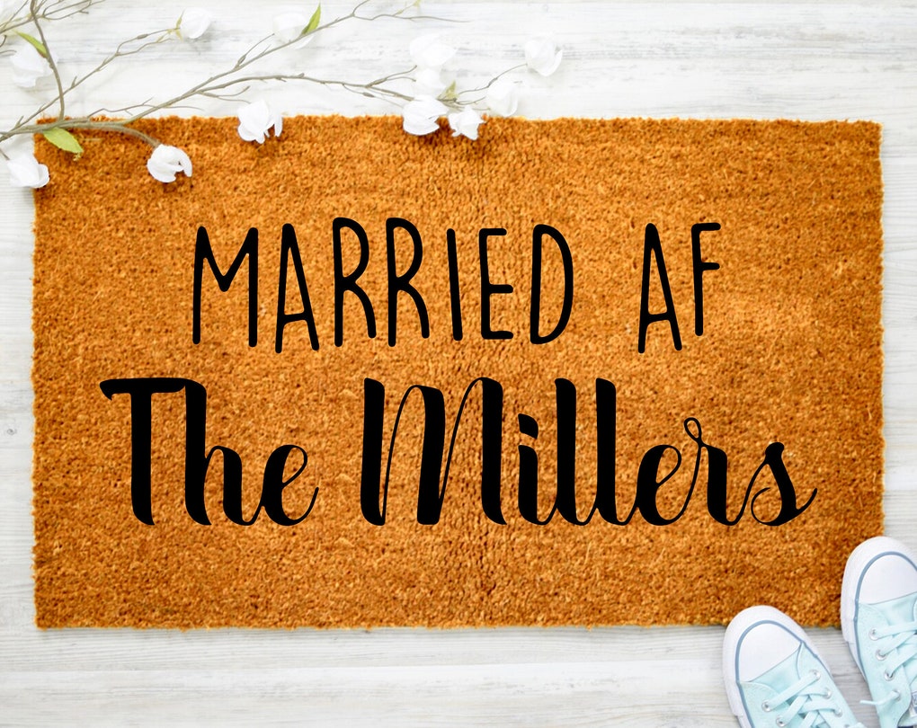Personalized Married AF Personalized Last Name Doormat, Family Name Mat, Custom Name Doormat, Housewarming Gift