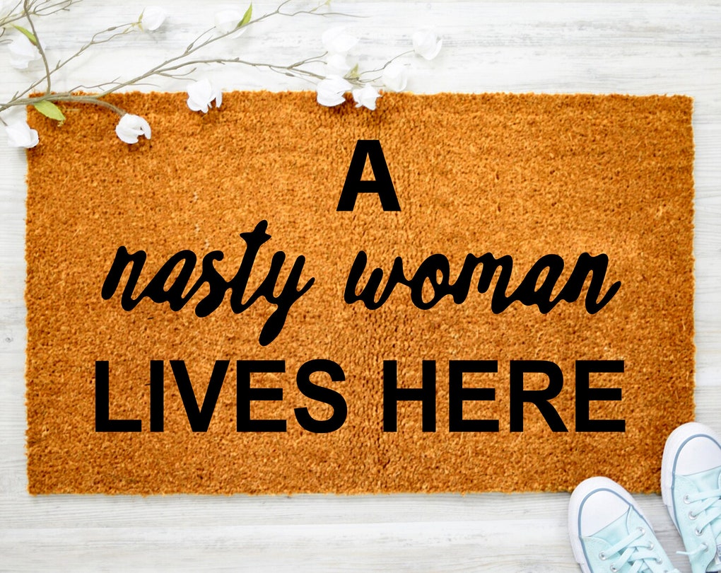 A Nasty Woman Lives Here Funny Welcome Doormat, Customized Door Mat, Home Decor, Welcome Mat, Coir Doormat, Porch Decor