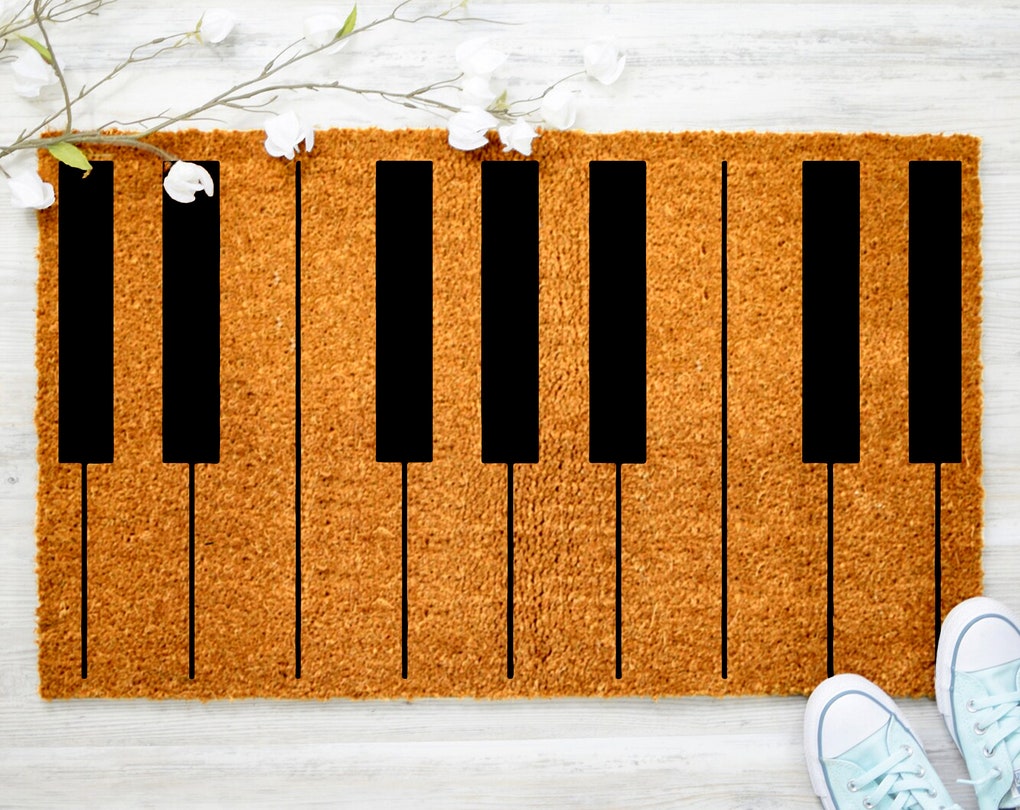 Piano Stand Doormat, Music Cute Doormat, Family Name Doormat, Porch Decor, Housewarming Doormat, Coir doormat