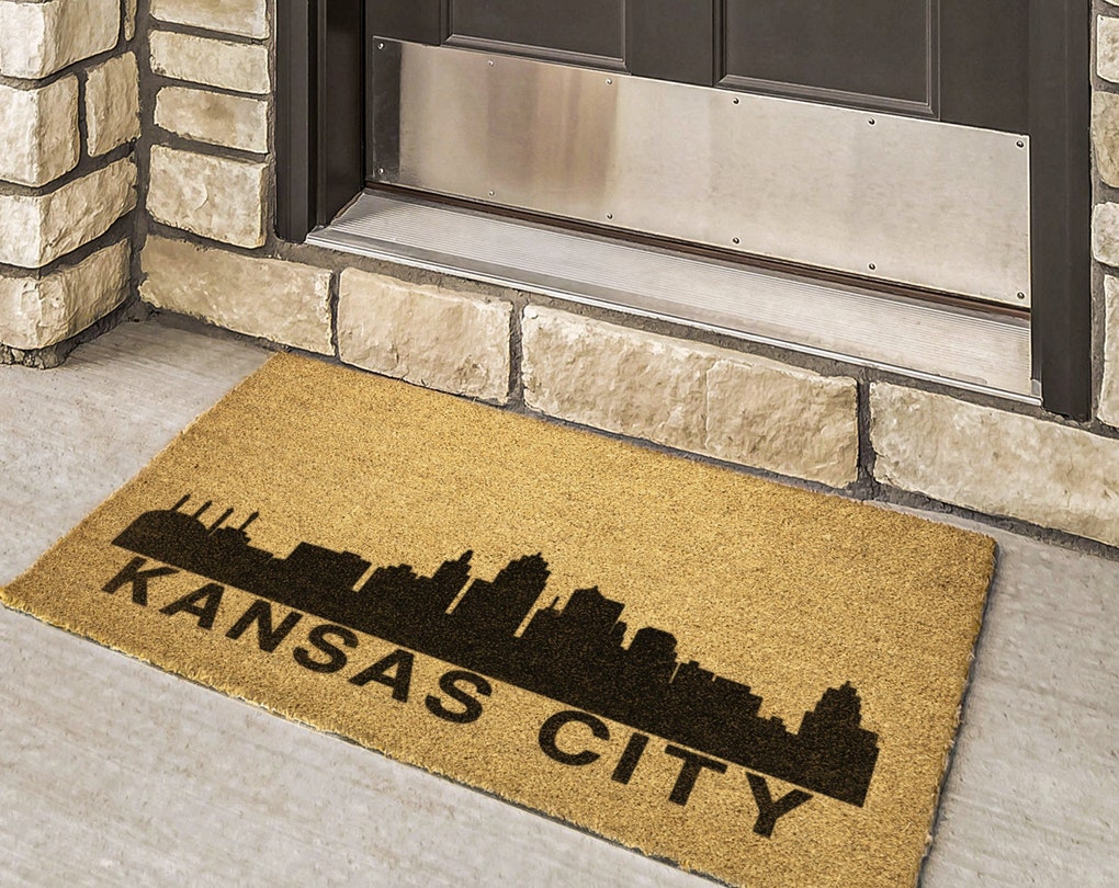 Kansas City Skyline, City Skyline Rug, Coco doormat, Coir doormat, Cityscape Rug