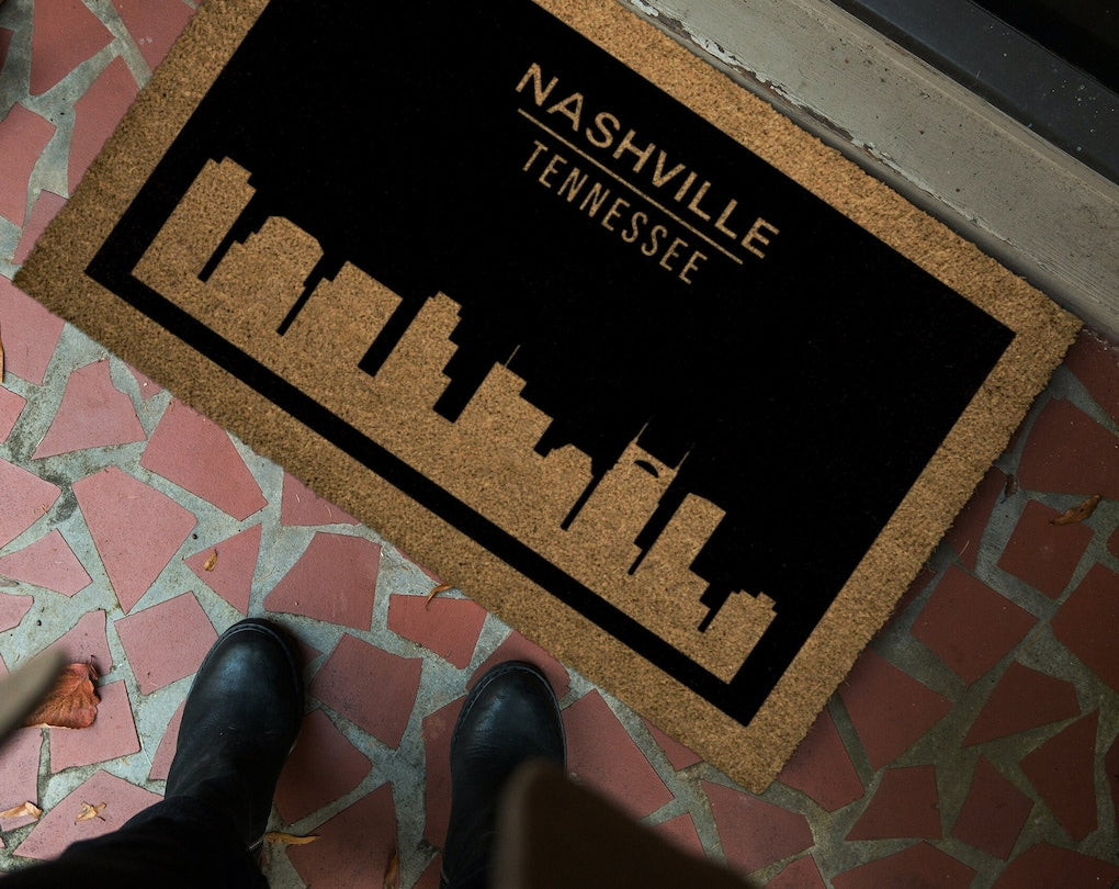 Nashville, City Skyline Doormat, Indoor and Outdoor Doormat, Coir Doormat, Small to Large Size, Housewarming Gift, Cityscape Theme