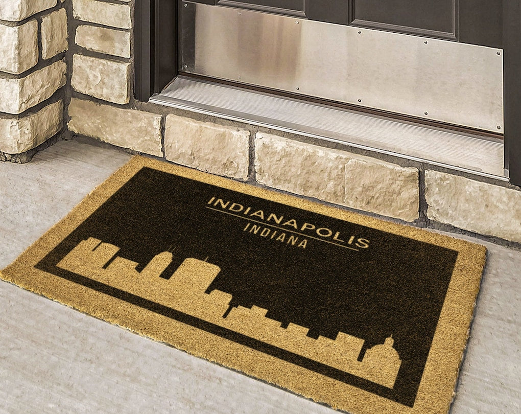 Indianapolis City Skyline Doormat, Indoor and Outdoor Doormat, Coir Doormat, Small to Large Size, Housewarming Gift, Cityscape Theme