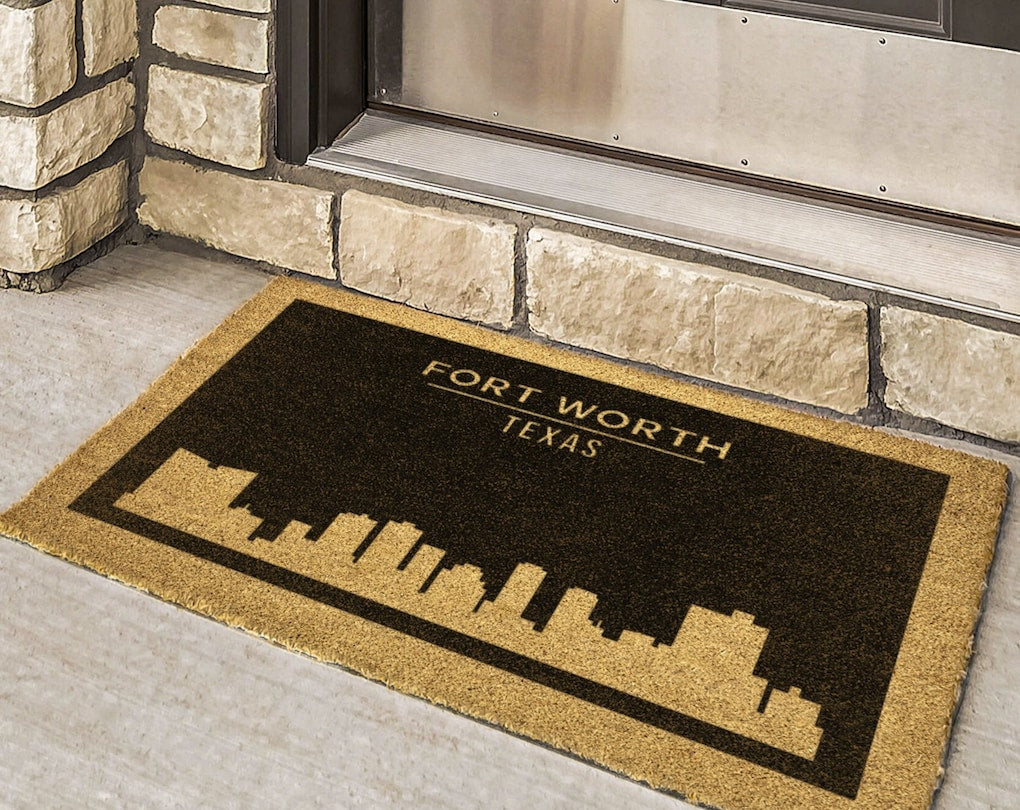 Fort Worth Skyline, City Skyline Doormat, Indoor and Outdoor Doormat, Coir Doormat, Small to Large Size, Housewarming Gift, Cityscape Theme