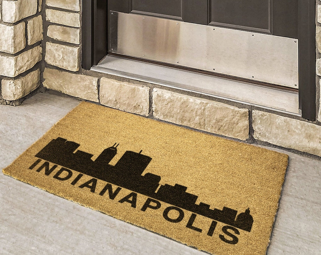 Indianapolis Skyline, City Skyline Rug, Coco doormat, Coir doormat, Cityscape Rug