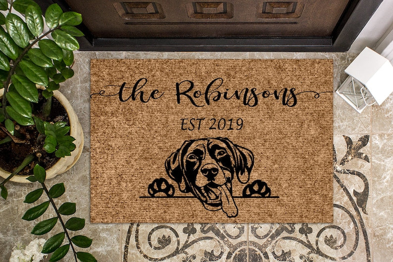 German Shorthaired Pointer Dog, Personalized Doormat, Custom Doormat, Welcome Mat, Last Name Door Mat