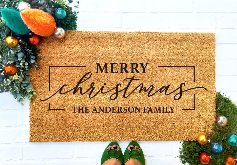 Merry Christmas Doormat, Custom Doormat, Custom Welcome Mat, Family Name Gift, Christmas Doormat, Christmas Decor