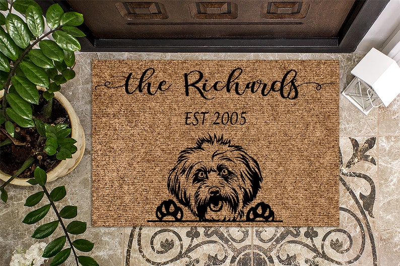 Lhasa Apso Personalized Door mat Dog, Custom Doormat, Welcome Mat, Housewarming Gift, Last Name Doormat