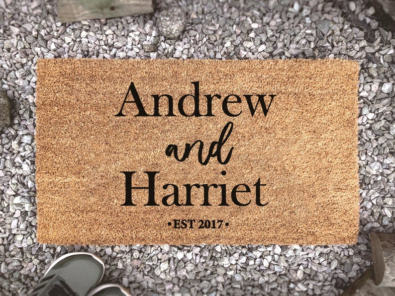 Couples Personalized Names Door Mat, Custom Coir Rug, New Home Gift, Cute Gift, Housewarming Gift, Couples Gift