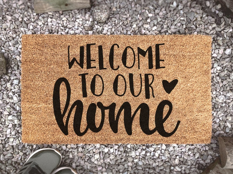 Personalized Welcome To Our Home Doormat, Customized Mat, New Home Gift, Housewarming Gift, Home Decor