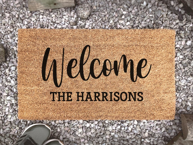 Personalized Doormat, Custom Doormat, Housewarming Gift, Wedding Gift Ideas, Realtor Closing Gift, Last Name Doormat