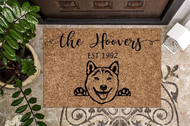 Shiba Inu v2 Personalized Doormat, ShibaInu, Custom Doormat, Welcome Mat, Housewarming Gift, Last Name Door Mat