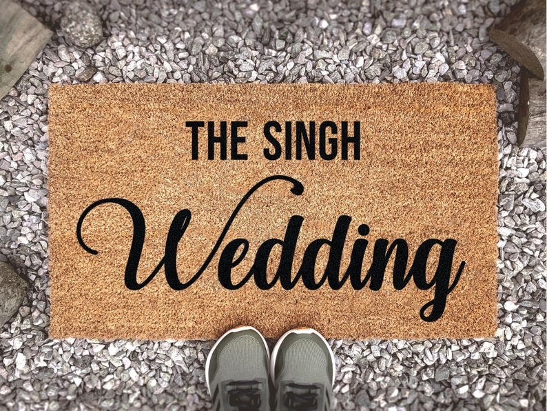 Family Name Wedding Doormat, Family Name Welcome Mat, Custom Wedding Doormat With Family Name, Wedding Gift