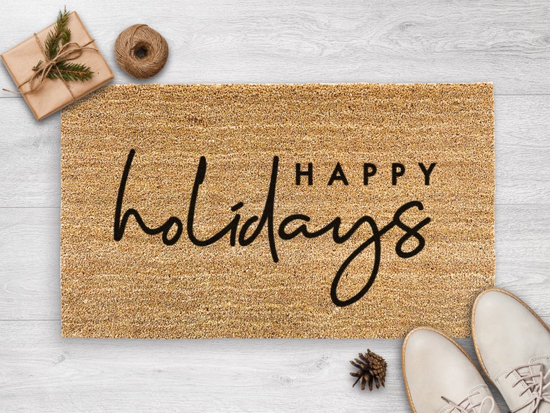 Happy Holidays Doormat, Christmas Door Mat, New Home Gift, Holiday Season, Housewarming Gift, Christmas Decor