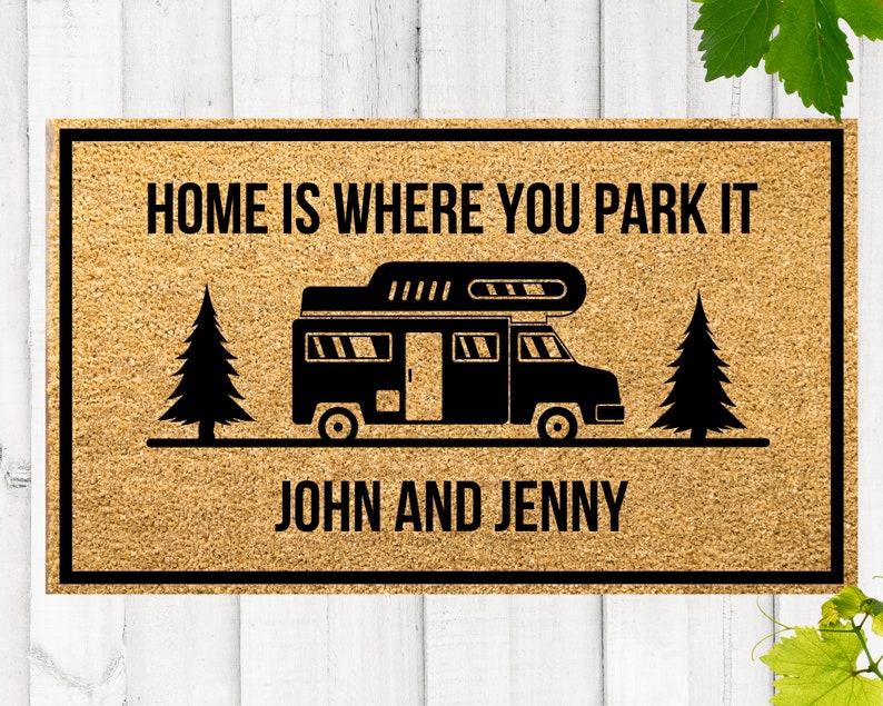 Personalized Camping Doormat, Custom RV Door Mat, Coir Welcome Mat For A Campsite, Camping Gift