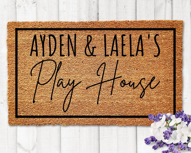 Kids Custom Playhouse Doormat, Kids Doormat, Play House Doormat, Personalized Play House Doormat